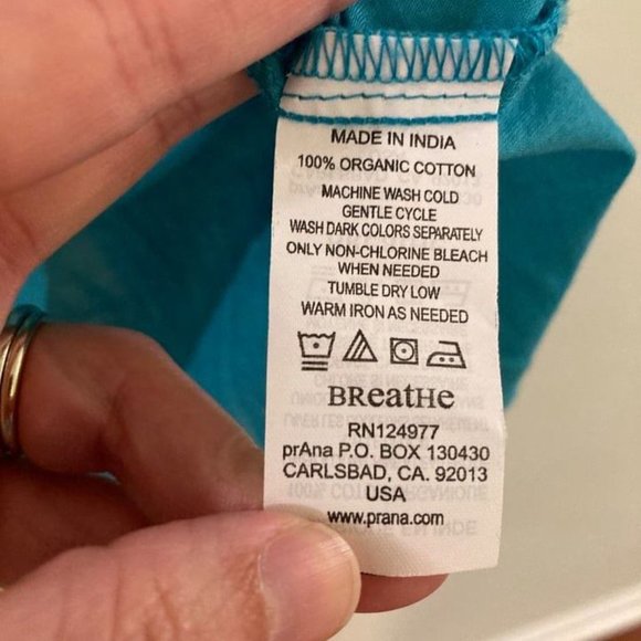 PRANA Organic cotton Embroidered V-neck Tunic. Teal blue. Size S - Picture 5 of 7